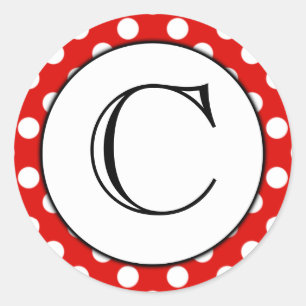 Mit Monogramm Aufkleber für Rot und Weiß Polka Dot