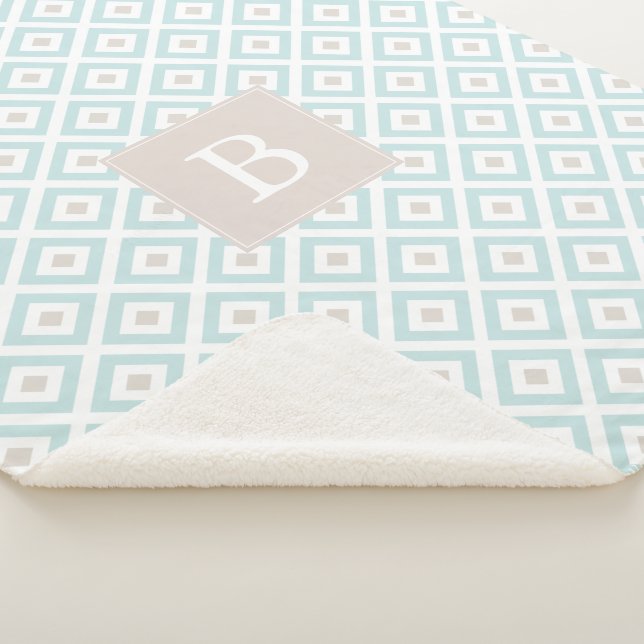 Mit Monogramm Baby Blue Geometric Muster Sherpadecke (3/4)