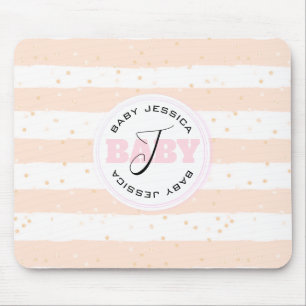 Mit Monogramm Babystreifen in Rosa und Weiß Mousepad