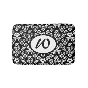 Mit Monogramm Bademantel mit schwarzem und weißem Badematte
