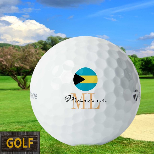 Mit Monogramm Bahamas Flag & Bahamas Golf Balls Golfball (Von Creator hochgeladen)