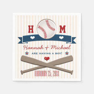 MIT MONOGRAMM BASEBALL BABY SHOWER SERVIETTE