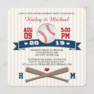 MIT MONOGRAMM BASEBALL-ENGAGEMENT-PARTEI EINLADUNG