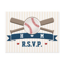 Mit Monogramm Baseball-Hochzeit-RSVP-Postkarte