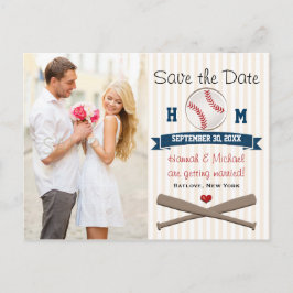 Mit Monogramm Baseball Save the Date Ankündigungspostkarte