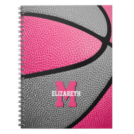 mit Monogramm Basketball-Basketball, pink-grau Notizblock