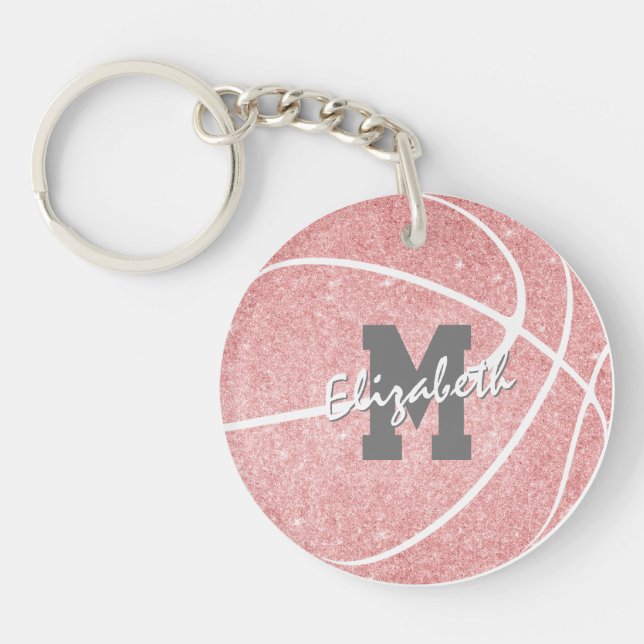 mit Monogramm Basketballsack-Anhänger für Mädchen Schlüsselanhänger (Vorderseite)