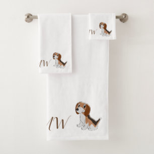 Mit Monogramm Beagle-Hundeentwurf Badhandtuch Set