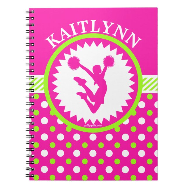 Mit Monogramm Beifall/Pom rosa und grüne Notizblock (Vorderseite)