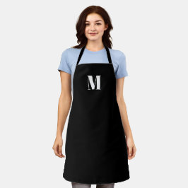 Mit Monogramm benutzerdefinierte erste Schwarz-wei Schürze