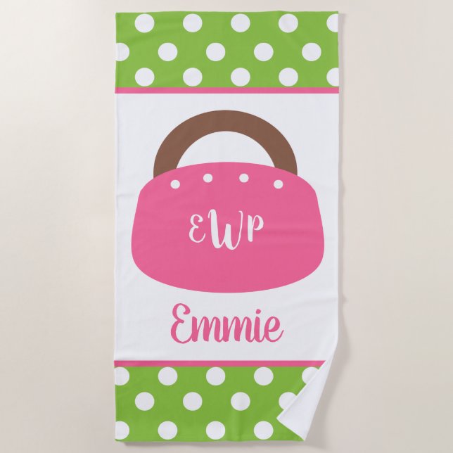 Mit Monogramm Bermuda Bag Personalisiert Beach Han Strandtuch (Vorderseite)