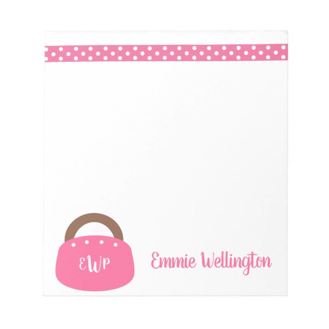 Mit Monogramm Bermuda Bag Personalisiert Notepad Notizblock (Vorderseite)