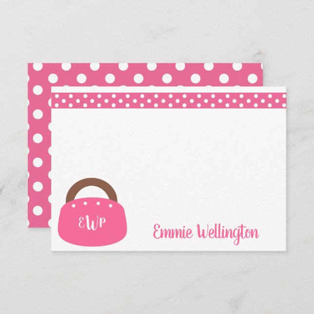 Mit Monogramm Bermuda-Beutel Personalisierte Mitte Dankeskarte (Vorne/Hinten)