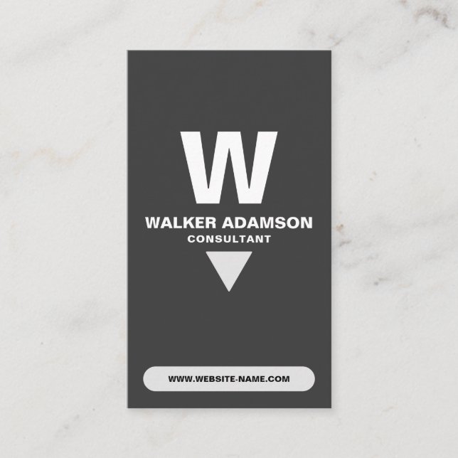 Mit Monogramm Beruflich (QR) weiß und matt schwarz Visitenkarte (Vorderseite)