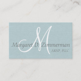 mit Monogramm Berufliche, hellblaue Linen Visitenkarte