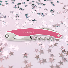 Mit Monogramm Bier Wein Korkenzieher Pink Flaschen