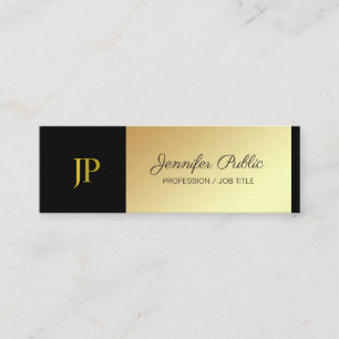 Mit Monogramm Black and Gold Schlicht Luxus Creati Mini Visitenkarte