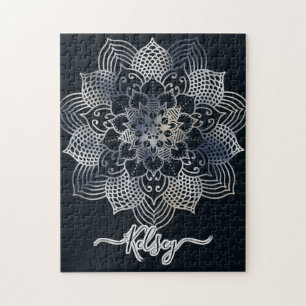 Mit Monogramm Black & Blue Mandala Muster