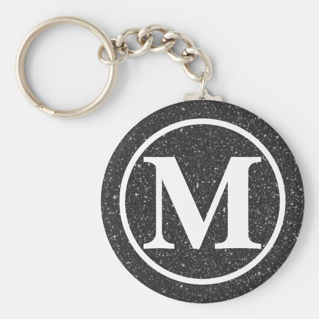 Mit Monogramm Black Glitz BB Schlüsselanhänger (Vorne)