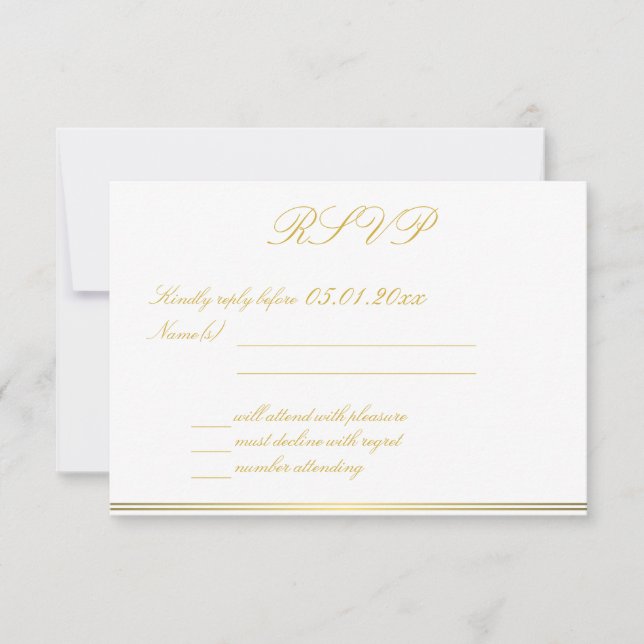 Mit Monogramm Black Gold Elegante Wedding RSVP Car Karte (Vorderseite)