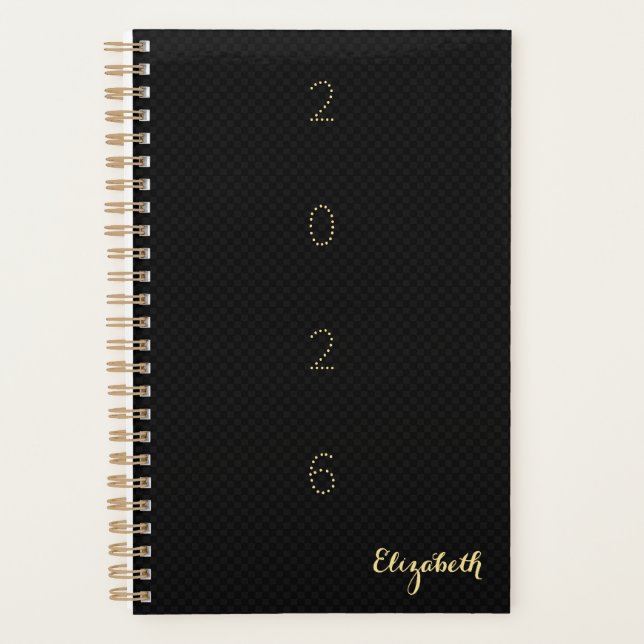 Mit Monogramm Black Gold Weekly Monthly Planer 202 (Vorderseite)