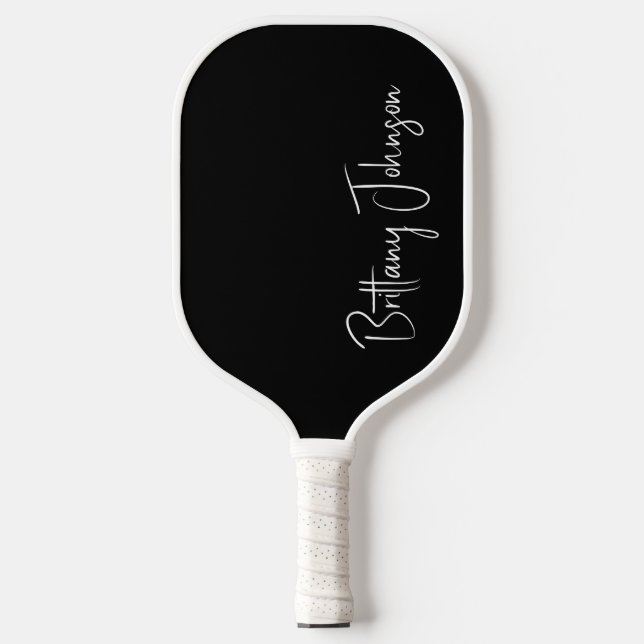 Mit Monogramm Black Pickleball Paddel Schläger (Vorderseite)