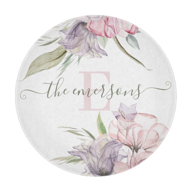 Mit Monogramm Bläschenplatine Schneidebrett (Vorderseite)