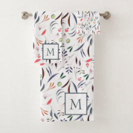 Mit Monogramm Blätter und Federn Badhandtuch Set