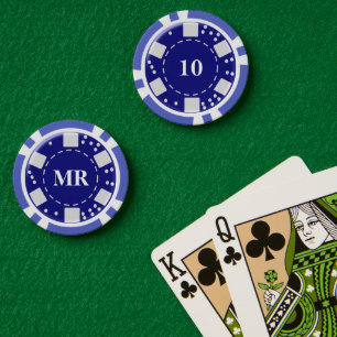 Mit Monogramm Blau 10 Pokerchips