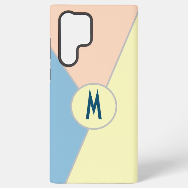 Mit Monogramm Blau-Rosa-Gelb-Pastellfarbblock Samsung Galaxy Hülle (Rückseite)