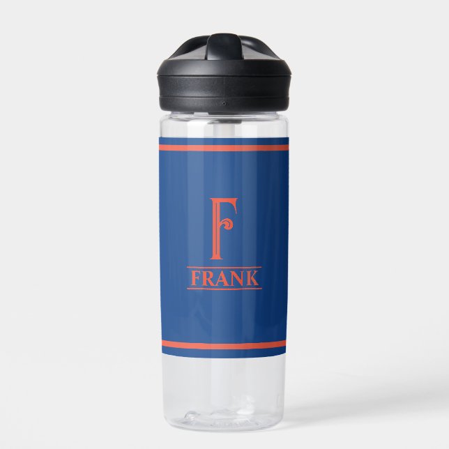 Mit Monogramm Blau Trinkflasche (Vorderseite)