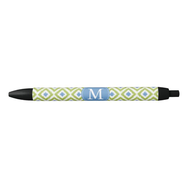 Mit Monogramm Blau und grüne Diamanten - Ikat-Must Kugelschreiber (Vorderseite)