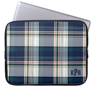 Mit Monogramm Blau und Weiß Multi Thread Kariert Laptopschutzhülle