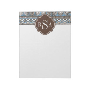 Mit Monogramm blaubraunes Stammmuster Notizblock