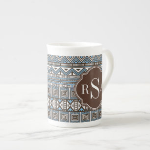 Mit Monogramm blaubraunes Stammmuster Prozellantasse
