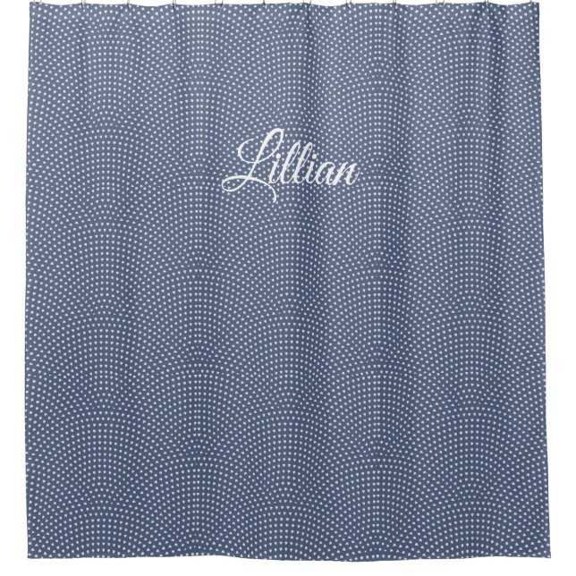 Mit Monogramm blaue Bögen Duschvorhang (Vorderseite)