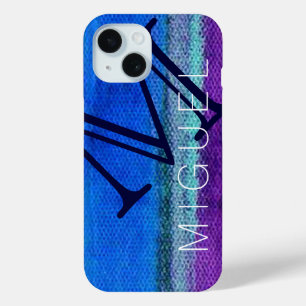 Mit Monogramm blaue Farbe iPhone 15 Hülle