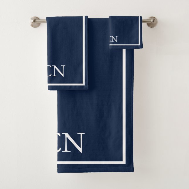 Mit Monogramm Blaue Grenzklassik Badhandtuch Set (Insitu)