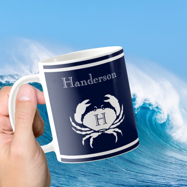 Mit Monogramm blaue Weißkrebserkrankung Kaffeetasse (Von Creator hochgeladen)