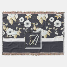Mit Monogramm blaues Blumendekor Anemone