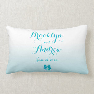 Mit Monogramm blaues Seepferd Hochzeitskissen Lendenkissen