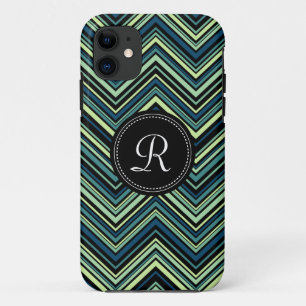 Mit Monogramm blaues Tribal-Zickzack Muster title_seo2