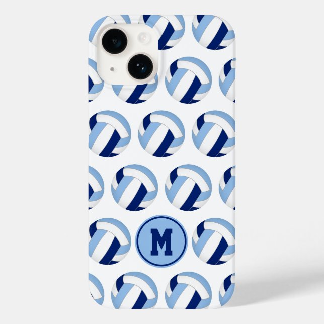 Mit Monogramm-blaues Volleyballmuster Case-Mate iPhone 14 Hülle (Rückseite)