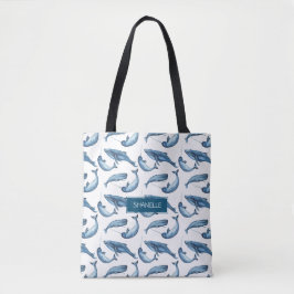 Mit Monogramm Blauwal und Narwhal Tasche
