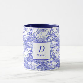 Mit Monogramm Blauwal und Weißwal Tasse