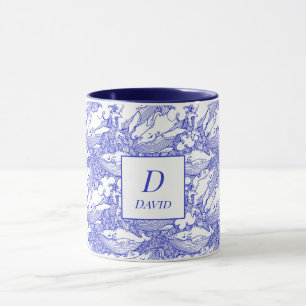 Mit Monogramm Blauwal und Weißwal Tasse
