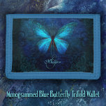 Mit Monogramm Blue Butterfly Trifold Geldbörse<br><div class="desc">Ursprüngliche und monogramm Vorlage Blue Butterfly Trifold Ballet mit kleinem dunklem Hintergrund. ~ Teil der Kollektion "Blauer Schmetterling".</div>