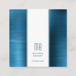 Mit Monogramm Blue Metallic Foil Consultant Quadratische Visitenkarte