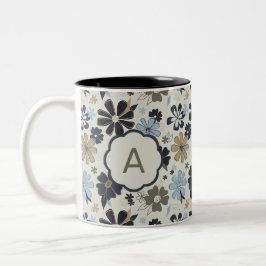 Mit Monogramm Blue Tan-Blume mit Blumendruck Zweifarbige Tasse
