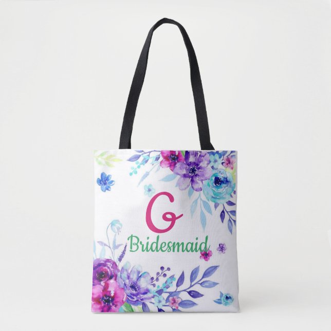 Mit Monogramm Blumenfeier Tasche (Vorderseite)
